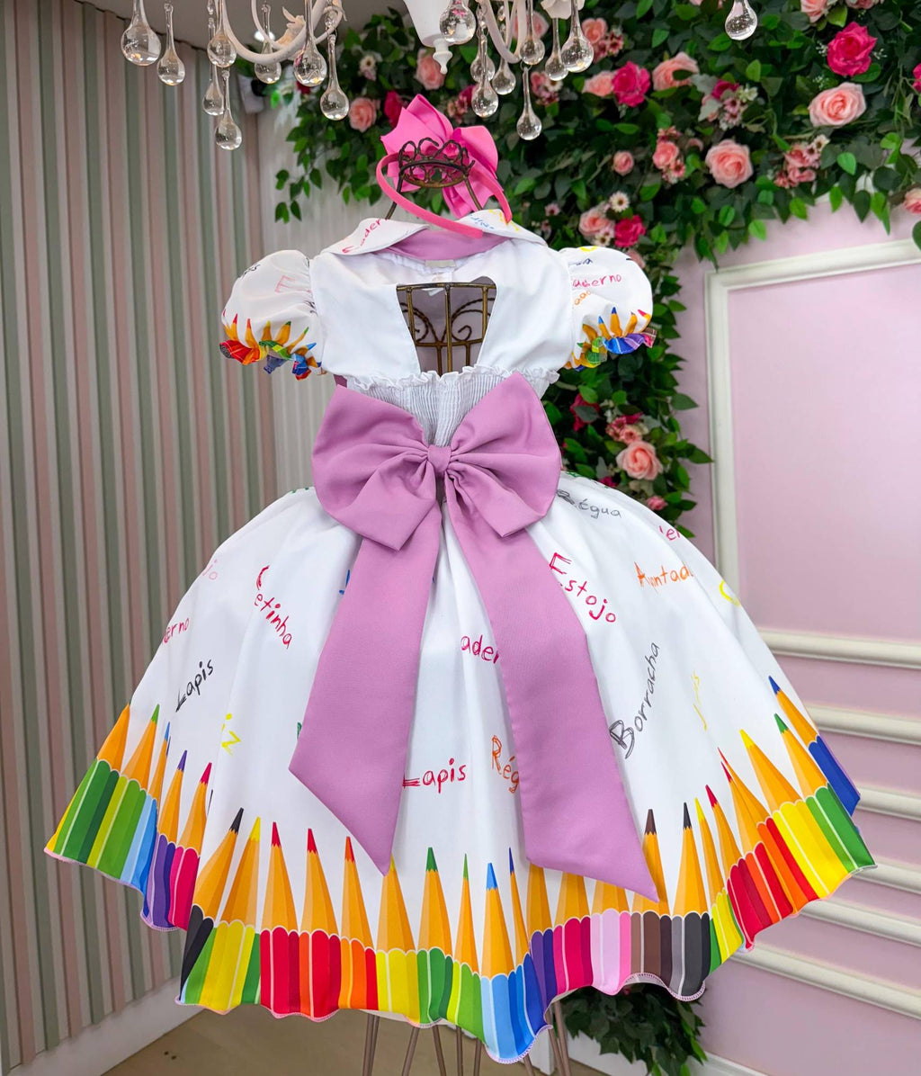 Vestido Marie Lapis Aquarela ABC Branco (VESTMRLPSABCBRCO)