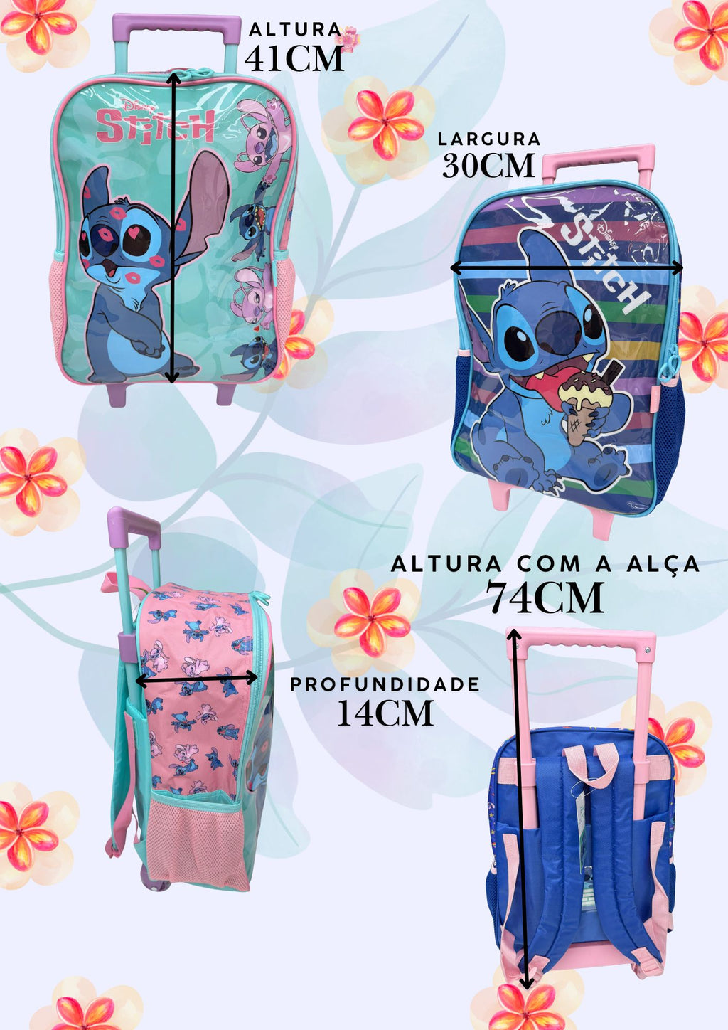 Mochila Rodinha Stitch e Angel (KITMRLCNSTAN)
