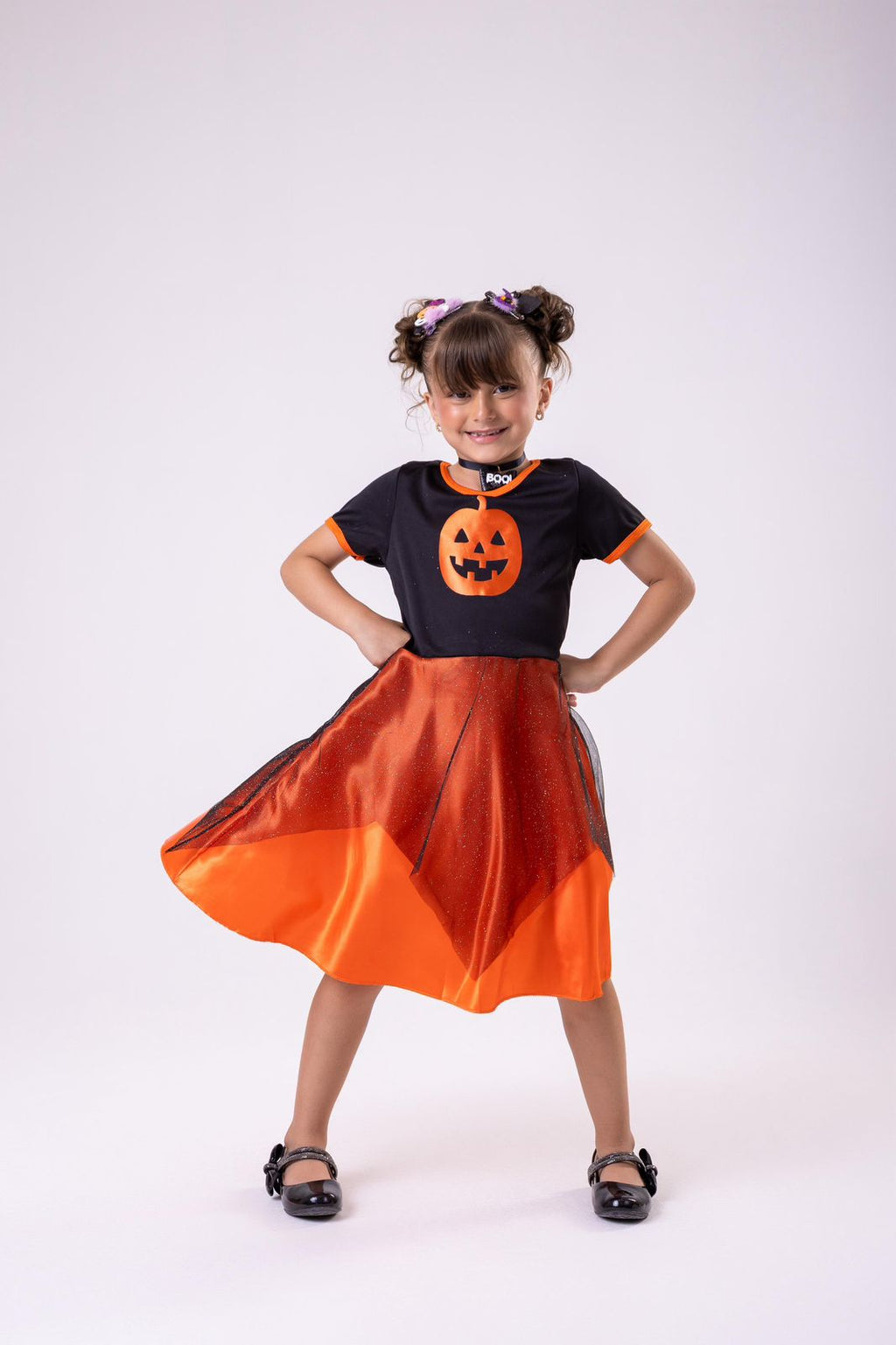 Fantasia Halloween Menina Bruxinha Abóbora Laranja (FTSHLLWENABRRALRJA)