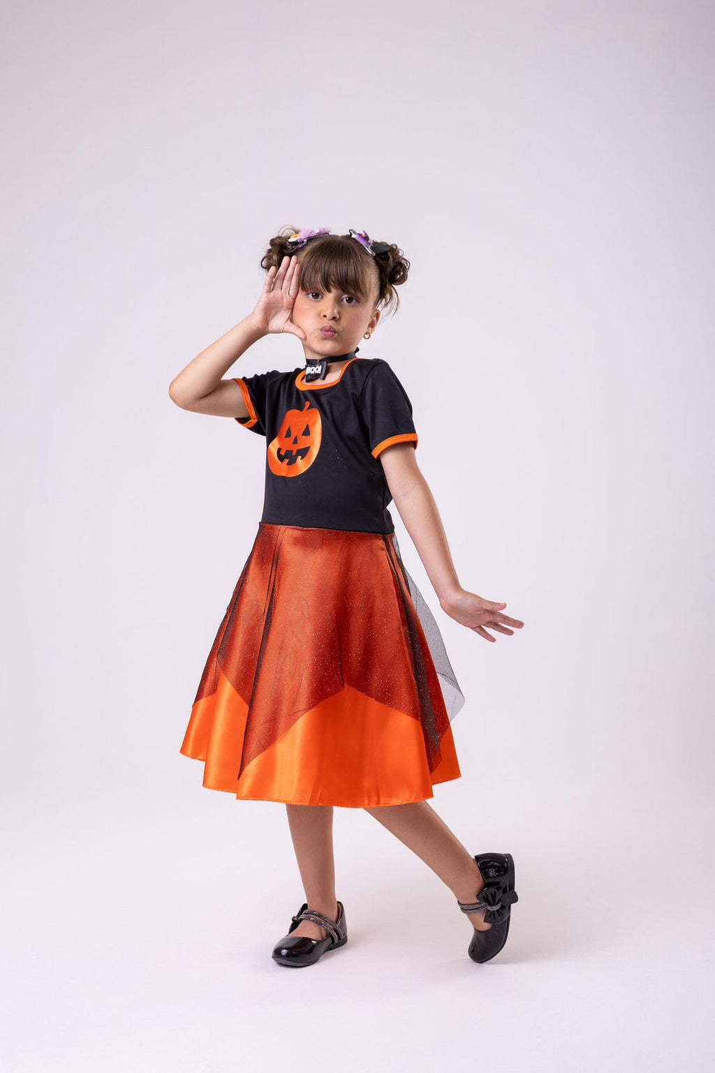 Fantasia Halloween Menina Bruxinha Abóbora Laranja (FTSHLLWENABRRALRJA)