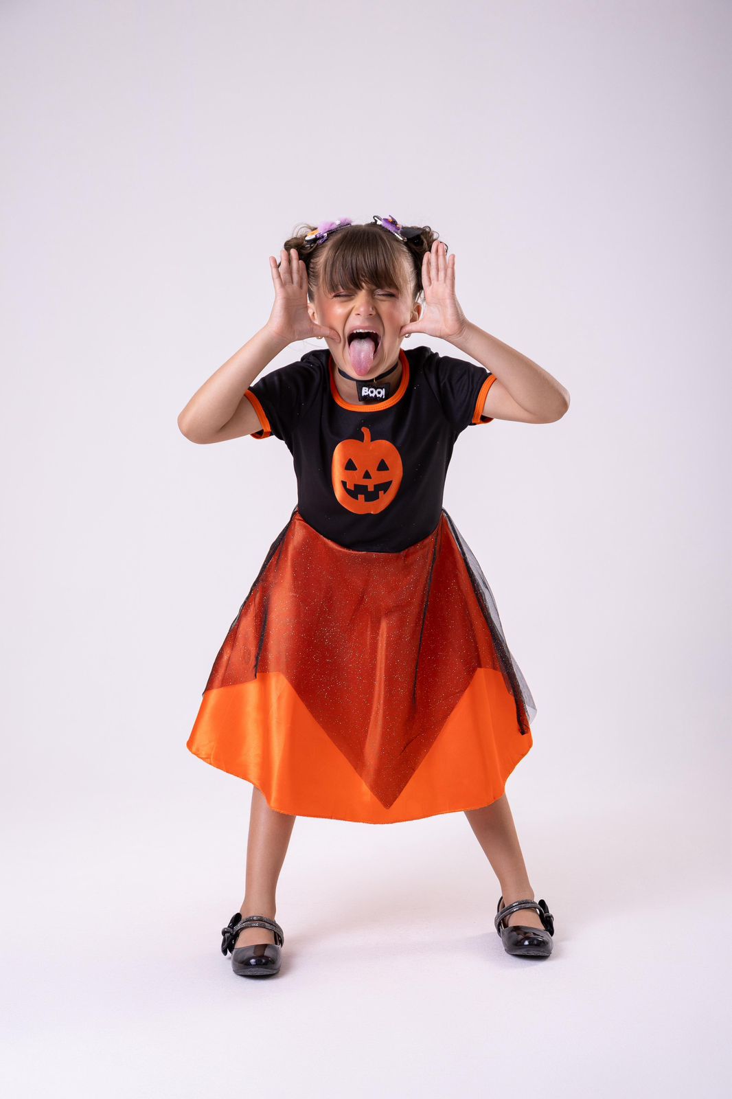 Fantasia Halloween Menina Bruxinha Abóbora Laranja (FTSHLLWENABRRALRJA)