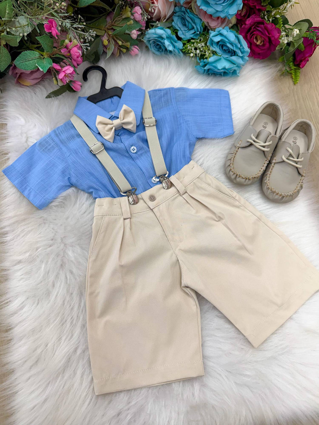 Conjunto Miss Cherry Henry Azul Suspensorio Bege (CONJMSCHRHRNAZLSPN)