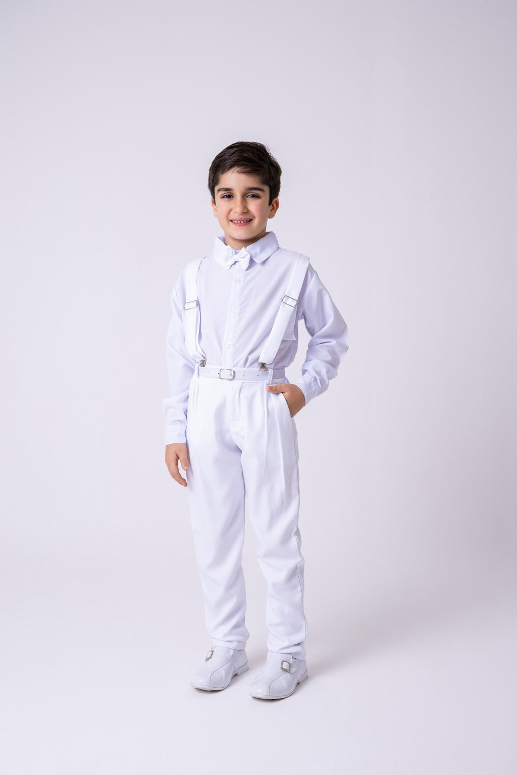 Conjunto Meninos Miss Cherry Leo Suspensorio Branco (CNJTMNNMSSCHRLEOBRNCO)