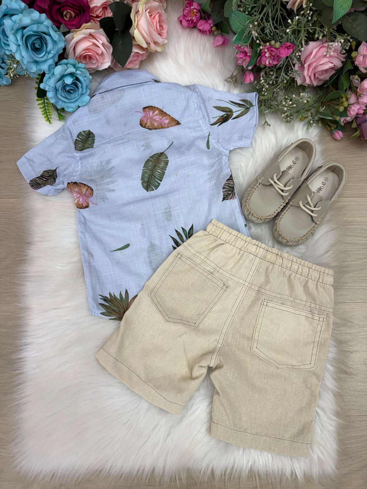 Conjunto Meninos Lucas Banana Club Shorts Camisa Azul Florida (CNJTMNNLCBNNCLBSHRCMAZLFLR)