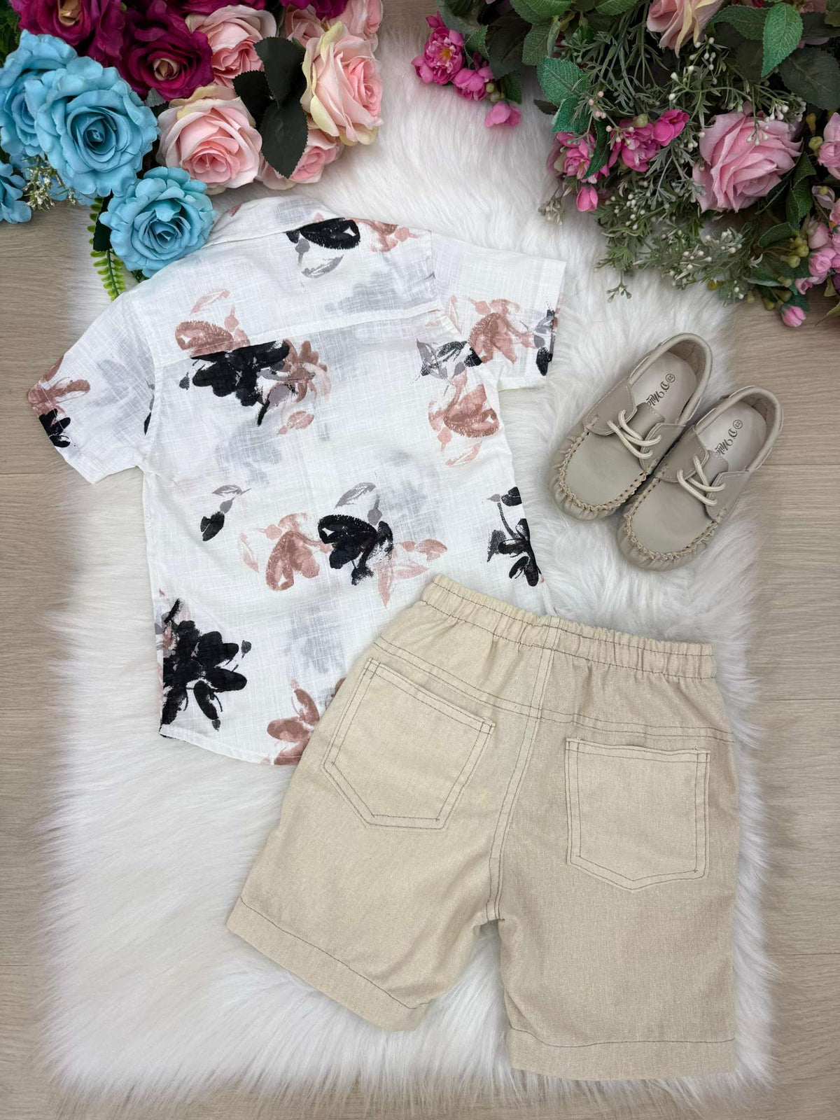 Conjunto Meninos Lucas Banana Club Shorts Linho Camisa Off Florida (CNJMLBNCBSLCOFFFLR)