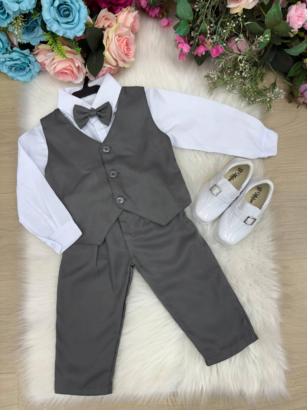 Conjunto Miss Cherry Social Leonardo Colete Cinza Grafite (CNJTMSSCHRSCLCLTCNZ)