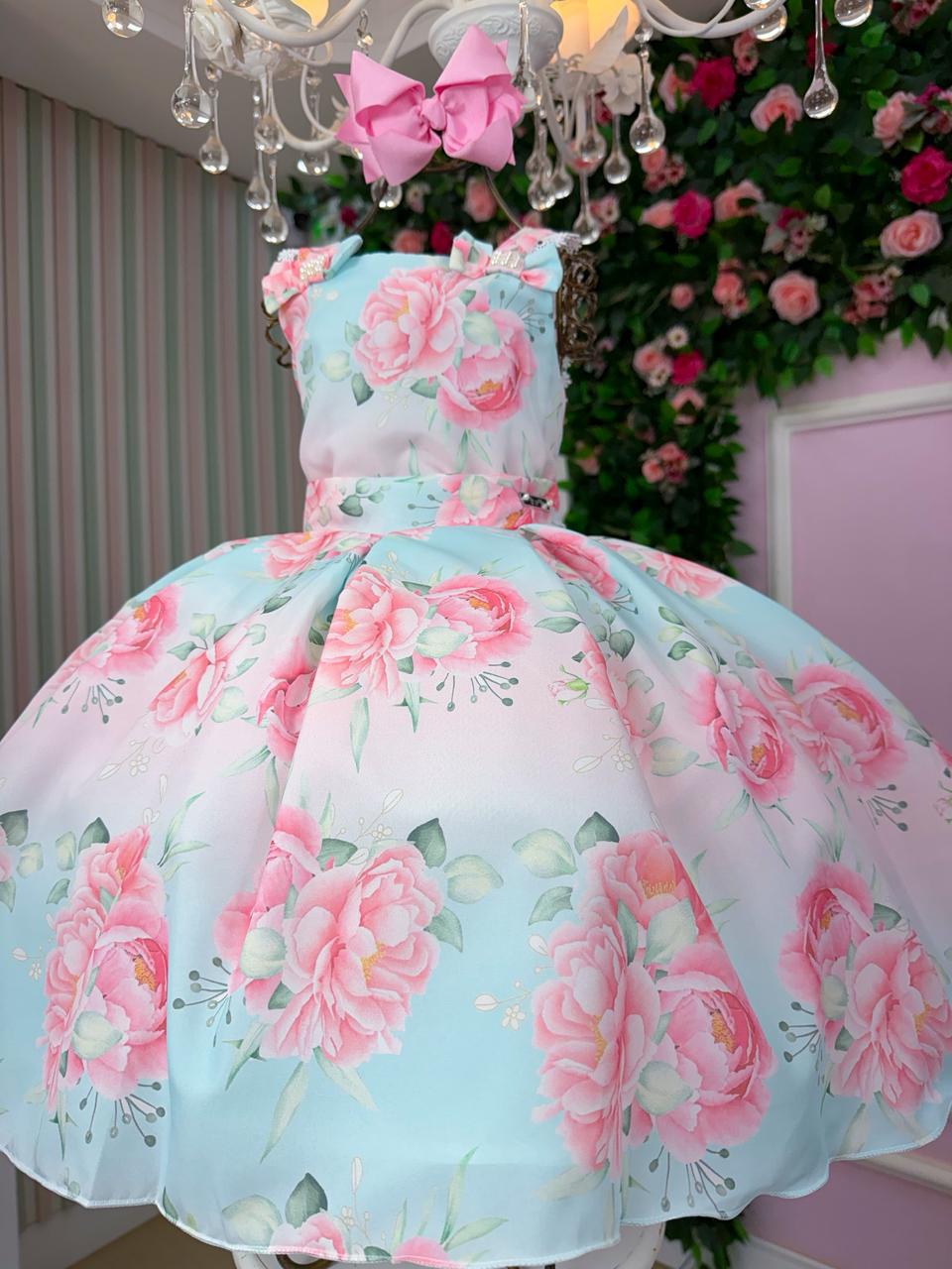 Vestido Mini Miss Lorena Florido Azul Bebe (VESTMNMSLRNFLRAZLBB)