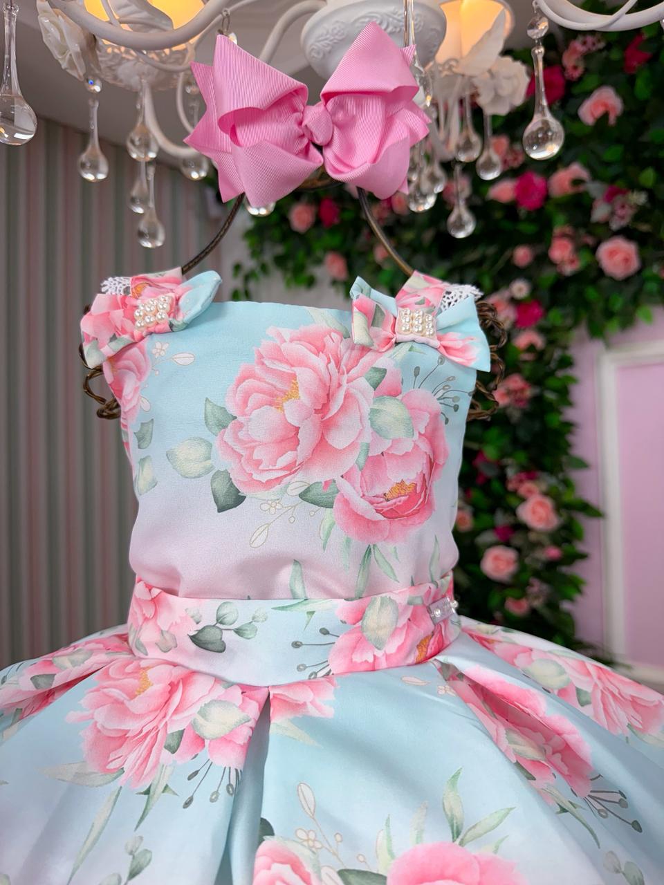 Vestido Mini Miss Lorena Florido Azul Bebe (VESTMNMSLRNFLRAZLBB)