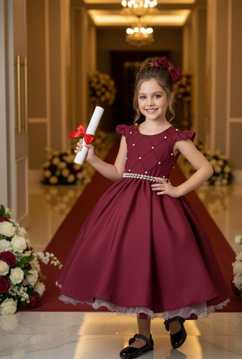 Vestido Ysa Kids Francine Marsala - Festa e Formatura