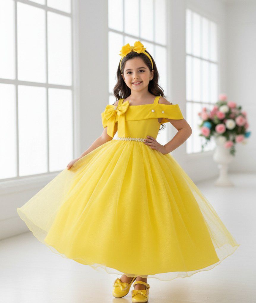 Vestido Banana Club Longo Doce Elegancia Amarelo