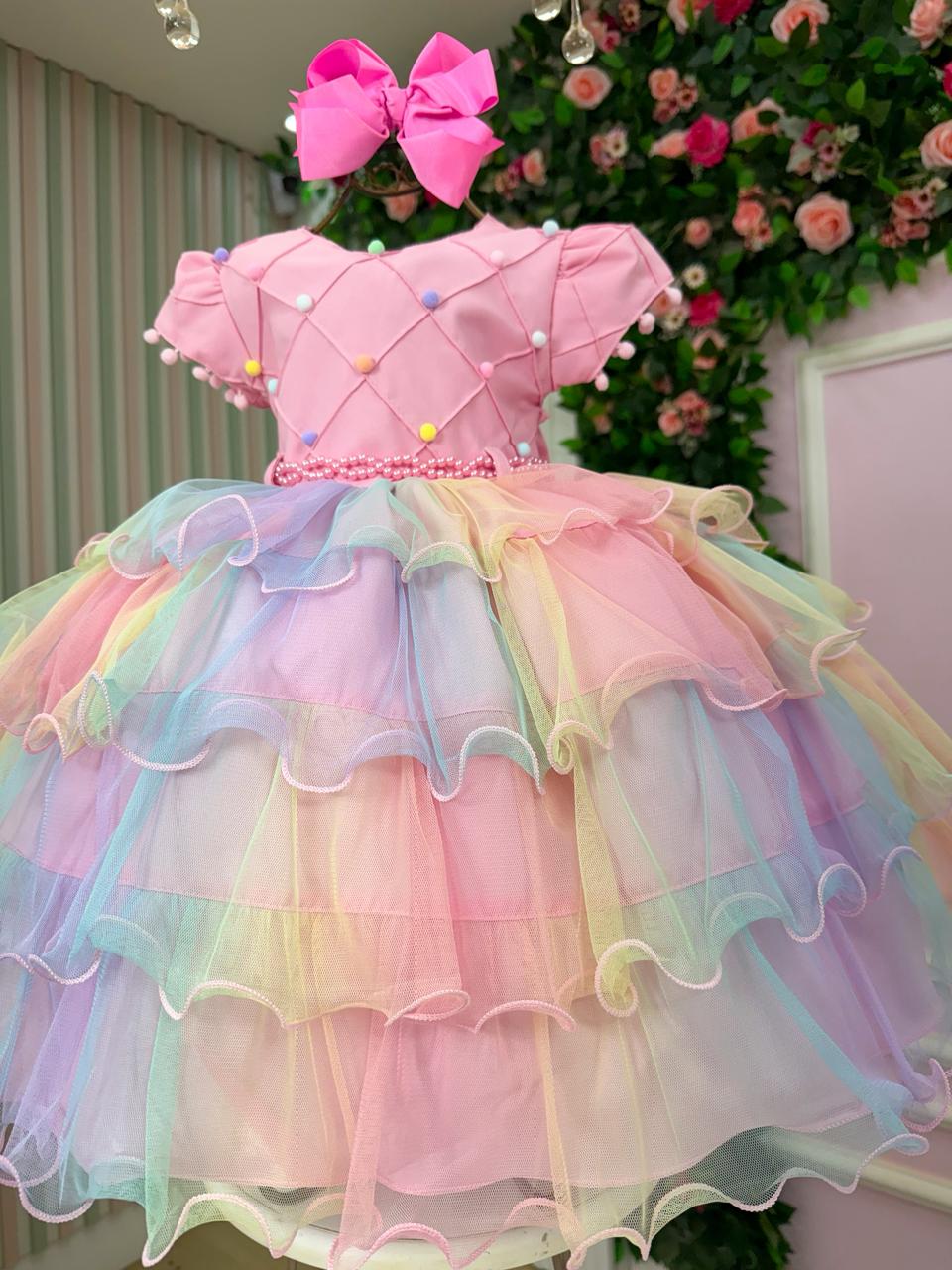 Vestido Menina Bonita Arco iris Aurora - Candy (VESTMNABNTARACND)