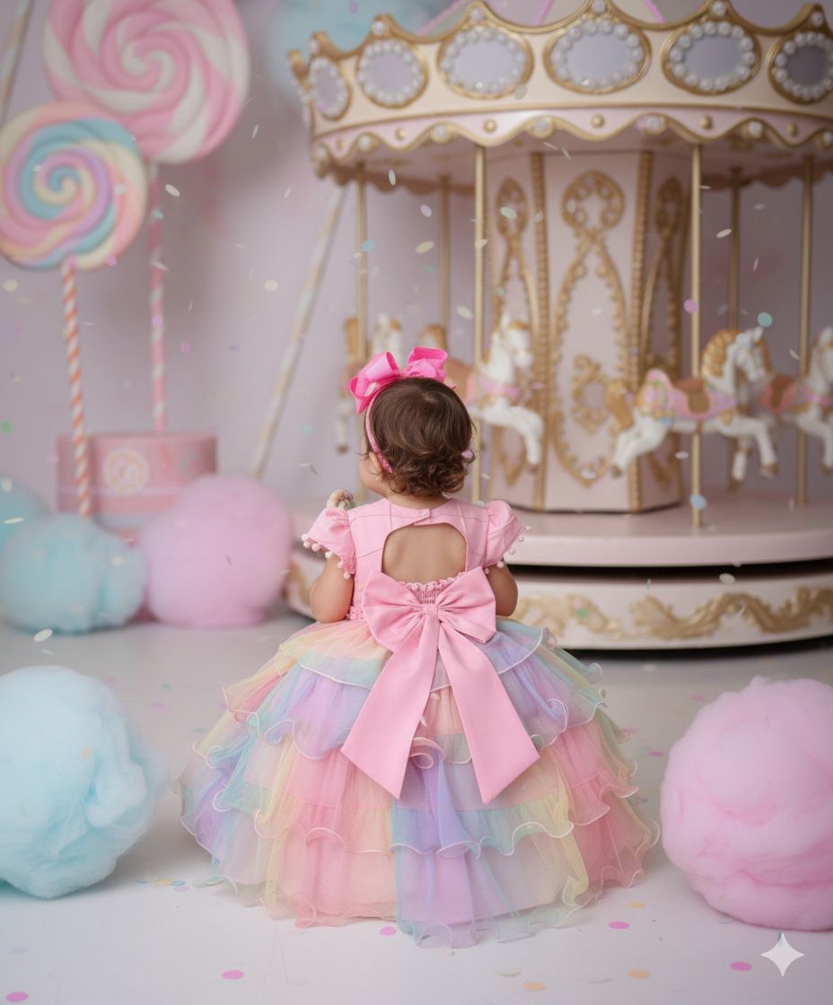 Vestido Menina Bonita Arco iris Aurora - Candy (VESTMNABNTARACND)