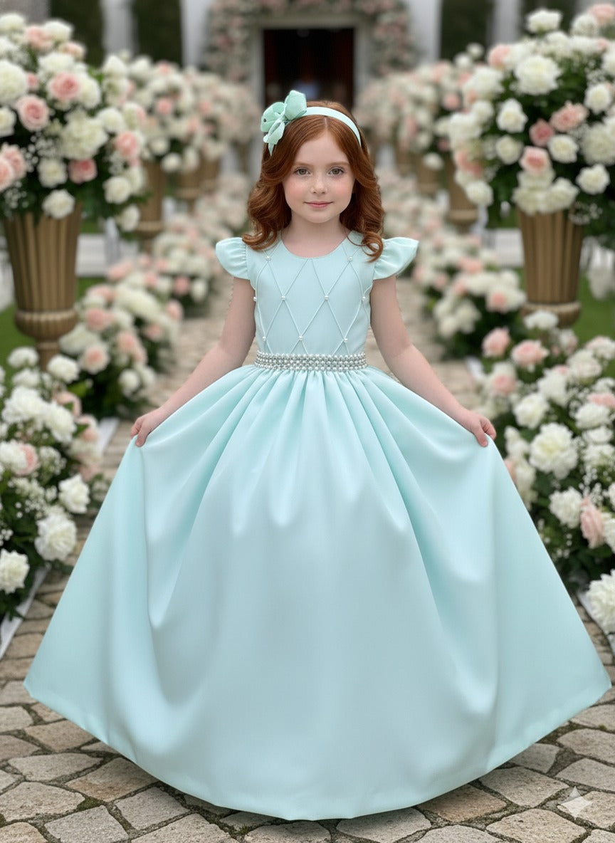 Vestido Ysa Kids Ariane Longo Verde Porto Fino (VESTYSKDSARNLNGVRD)