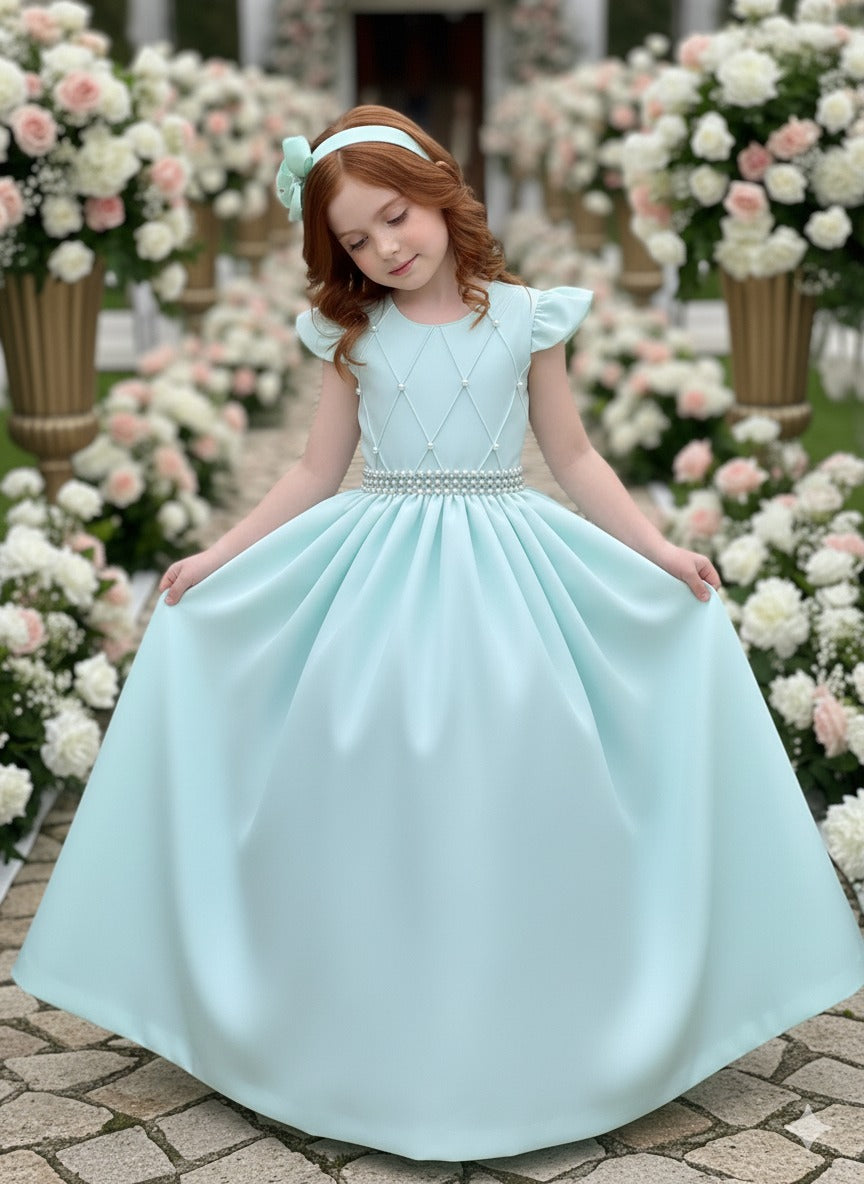 Vestido Ysa Kids Ariane Longo Verde Porto Fino (VESTYSKDSARNLNGVRD)
