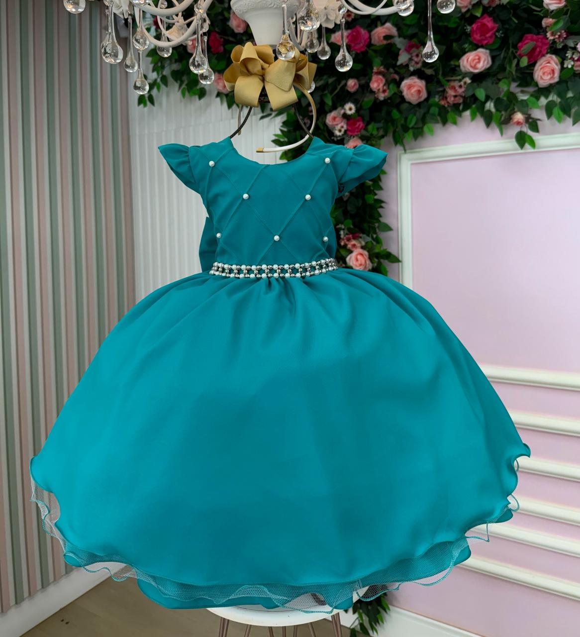 Vestido Ysa Kids Francine Verde Jade - Festa