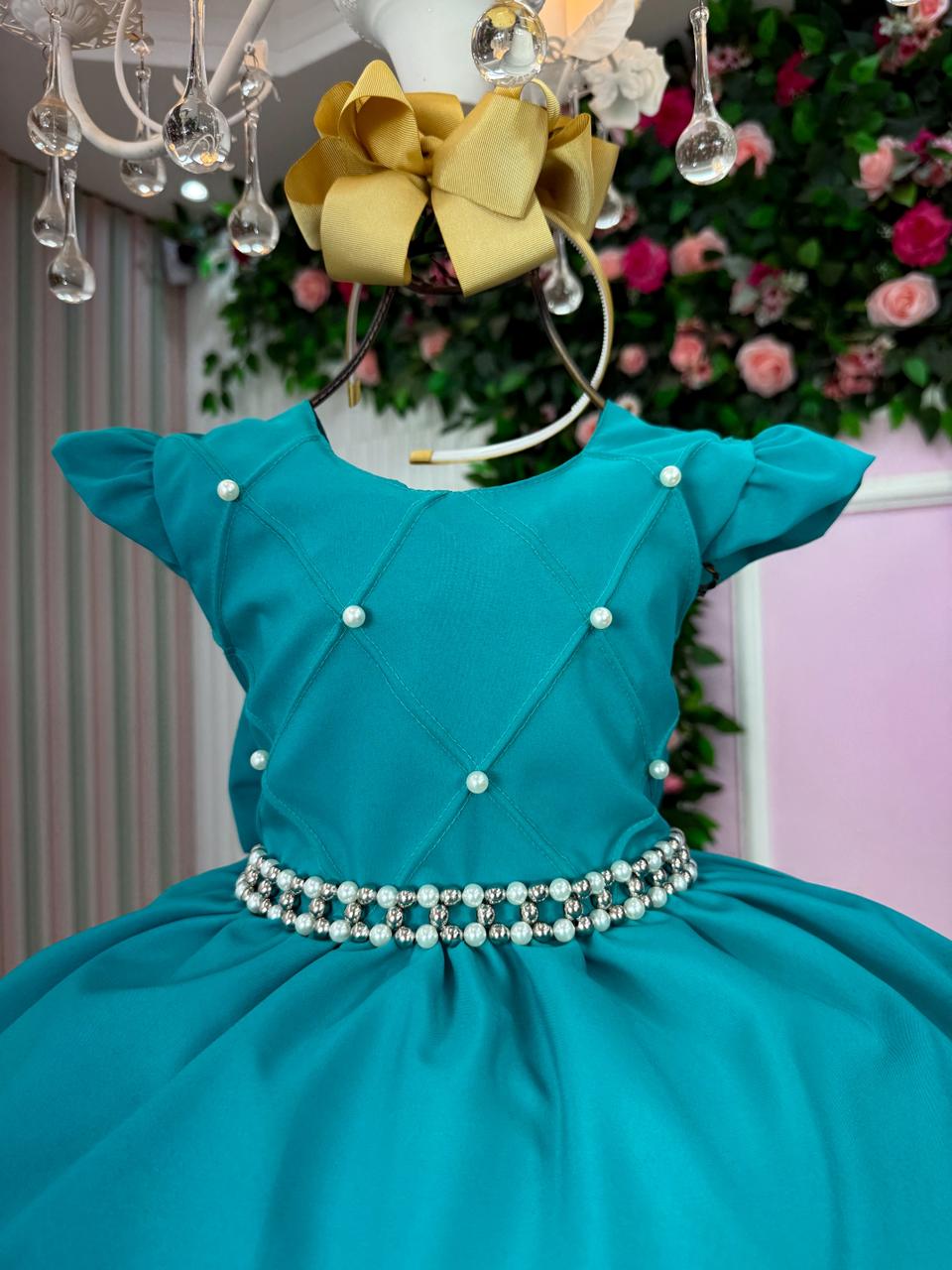 Vestido Ysa Kids Francine Verde Jade - Festa