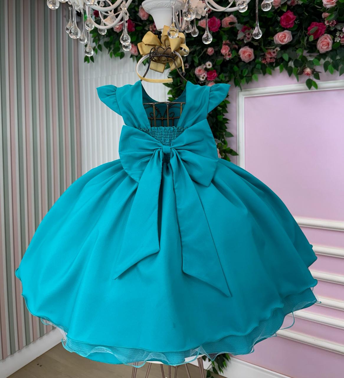 Vestido Ysa Kids Francine Verde Jade - Festa