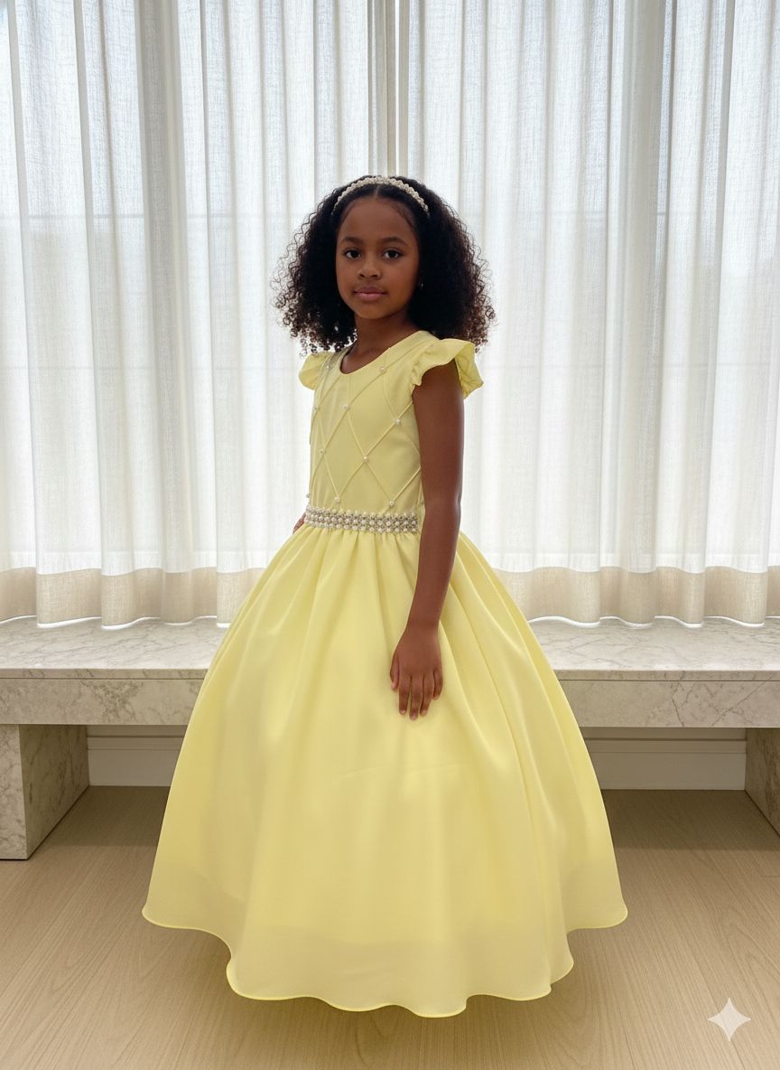 Vestido Ysa Kids Ariane Longo Amarelo (VESTYSAKIARILONAMOU)