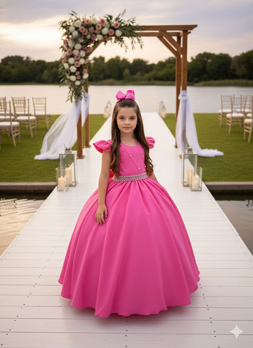 Vestido Ysa Kids Ariane Longo Rosa Chiclete (VESYSAKIDARLONROCH)
