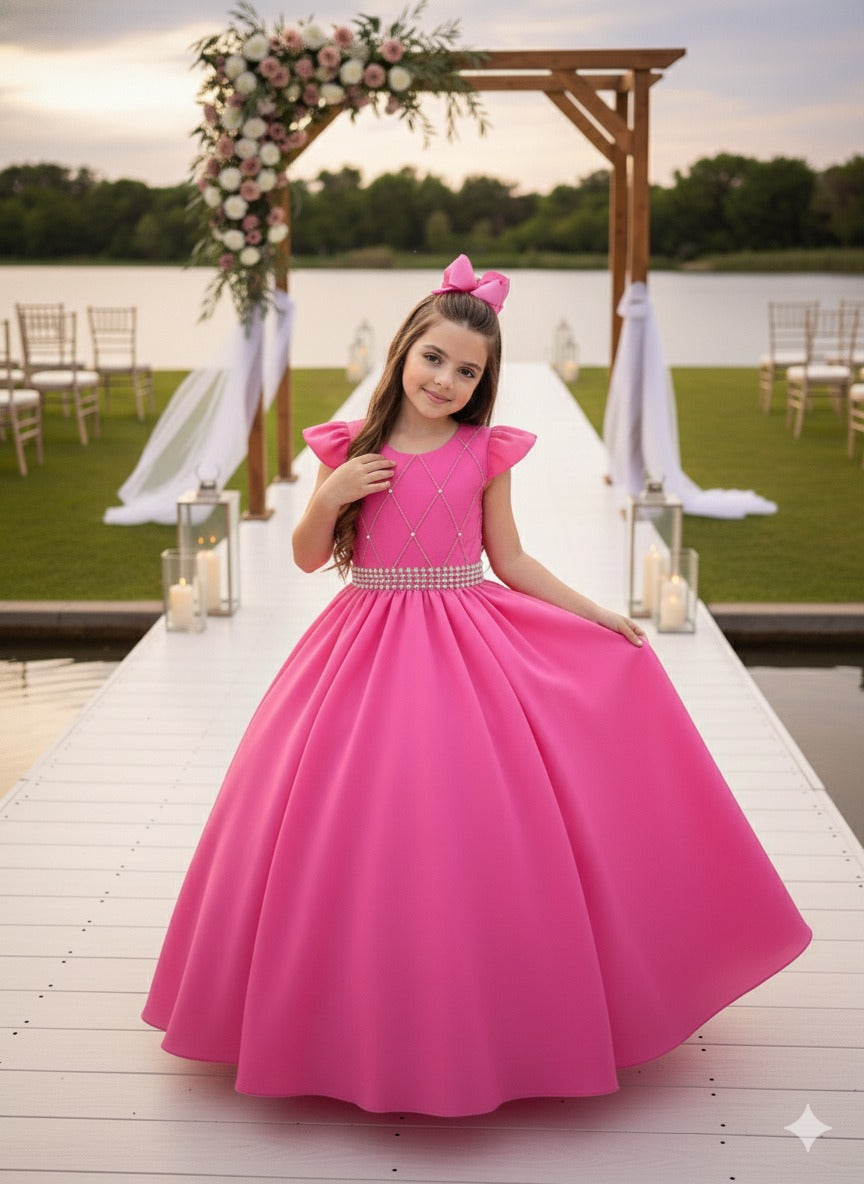 Vestido Ysa Kids Ariane Longo Rosa Chiclete (VESYSAKIDARLONROCH)