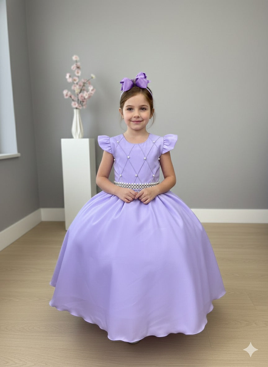 Vestido Ysa Kids Ariane Longo Lilás (VESTYSAKIDARILOLIL)