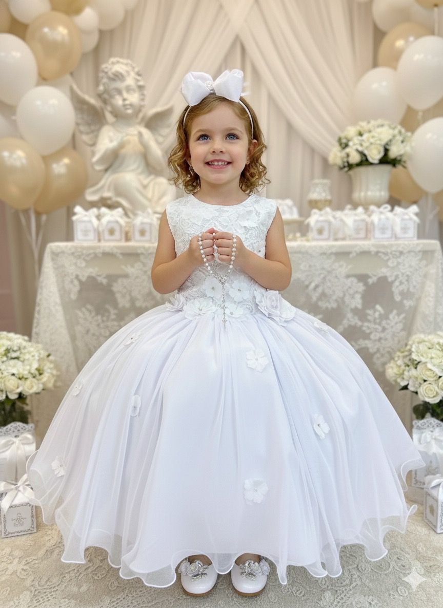 Vestido Festa Infantil Juvenil Batizado Daminha Formatura Vila Lele Regata Flore