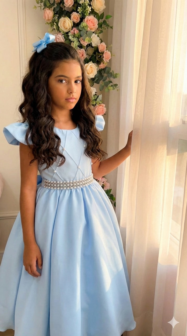 Vestido Ysa Kids Ariane Longo Azul bebê (VESTYSAKIDARILONAZBB)