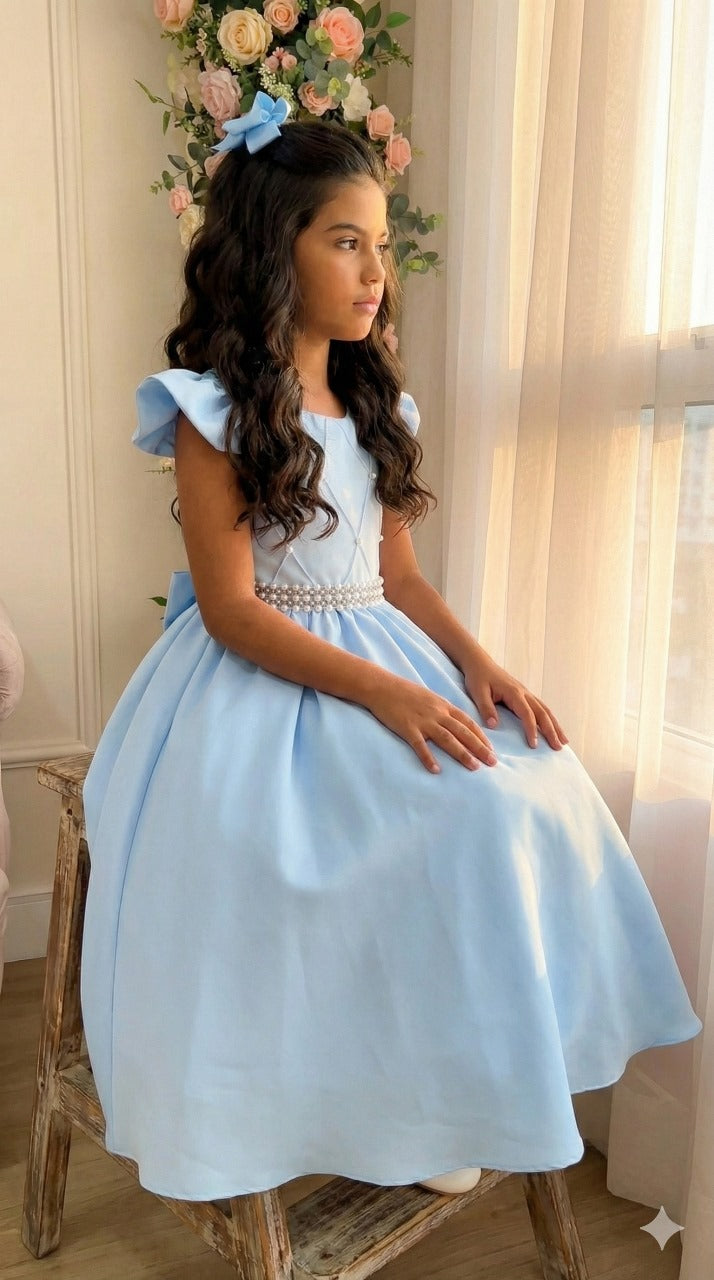 Vestido Ysa Kids Ariane Longo Azul bebê (VESTYSAKIDARILONAZBB)
