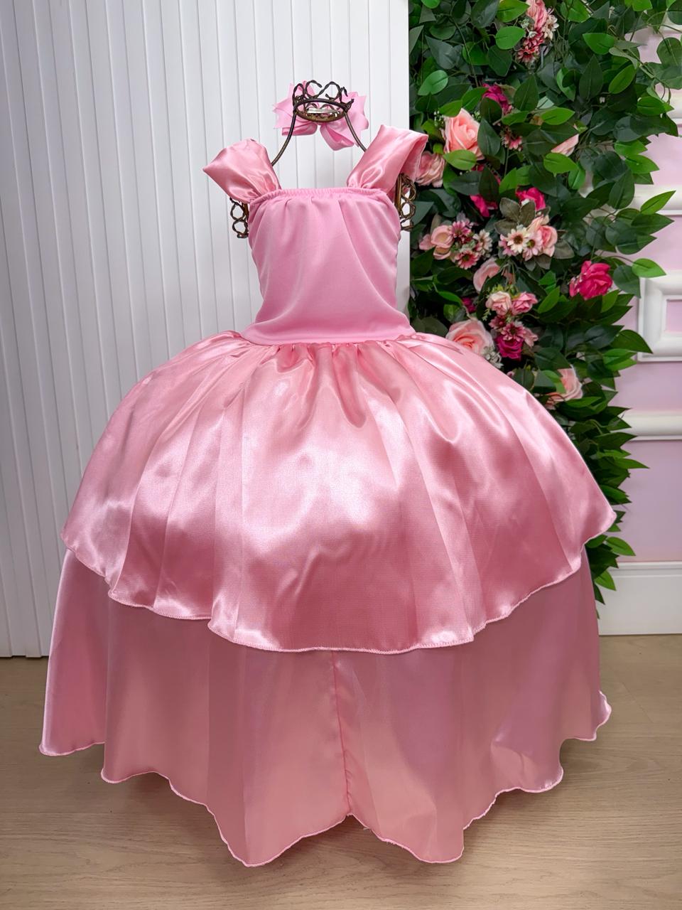 Fantasia Princesa Belli Longa Princesa Rosa - Modelo 3 (FANTPRNCBLADRMCDAR)