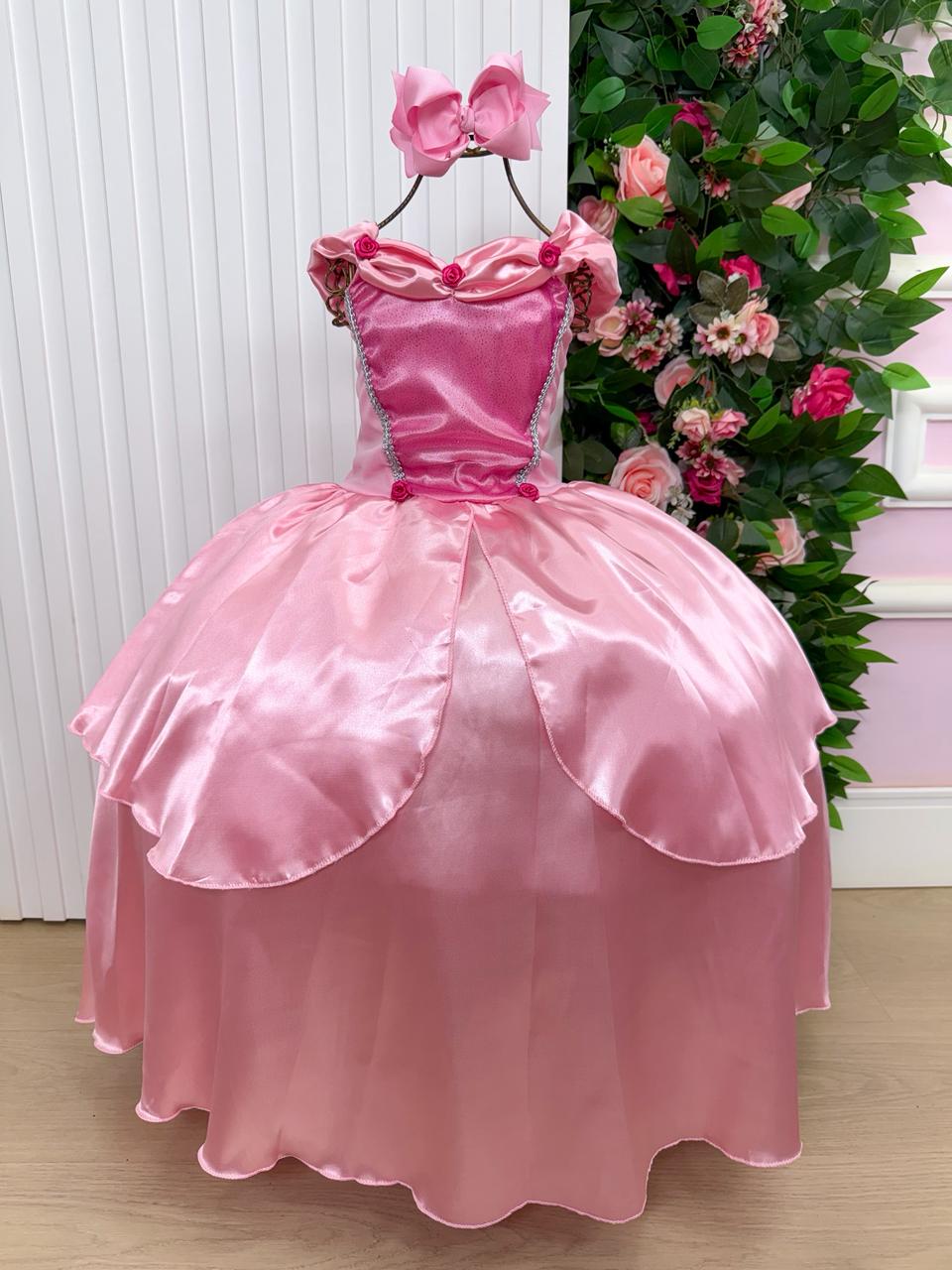 Fantasia Princesa Belli Longa Princesa Rosa - Modelo 3 (FANTPRNCBLADRMCDAR)