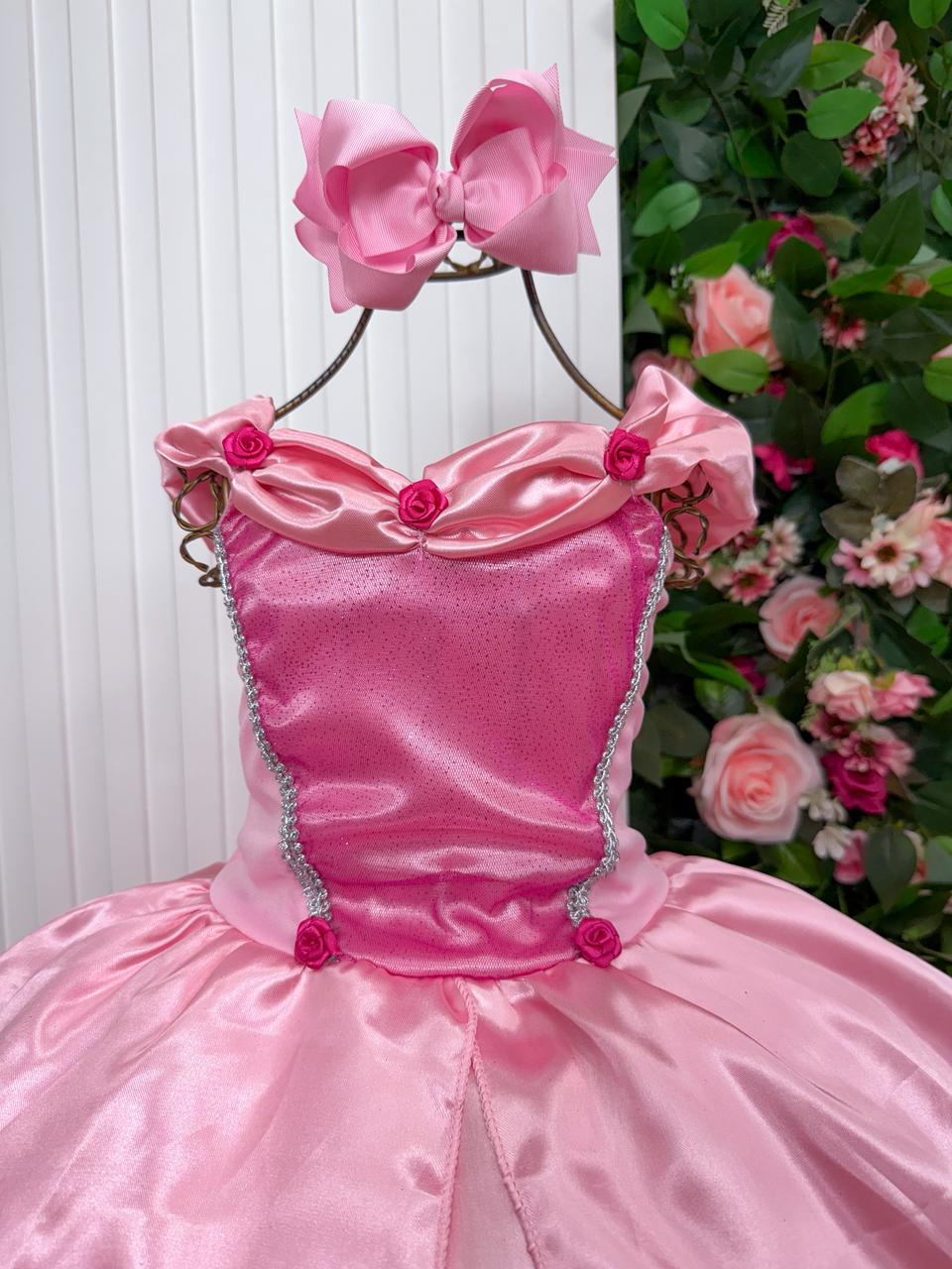 Fantasia Princesa Belli Longa Princesa Rosa - Modelo 3 (FANTPRNCBLADRMCDAR)