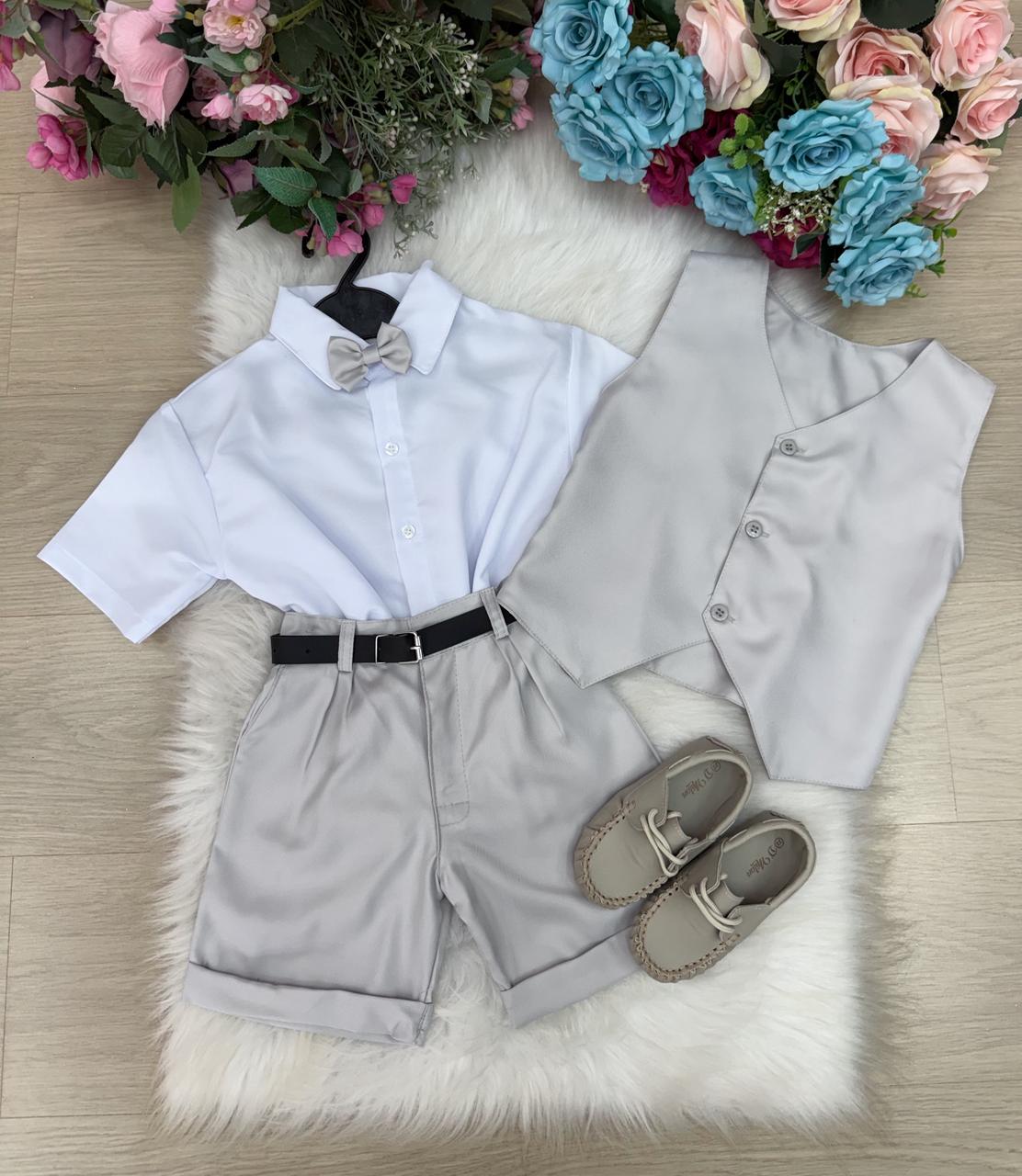 Conjunto Social Miss Cherry Leandro Colete Cinza Claro (CONNSCALMSCHRRLANCLTCZCL)