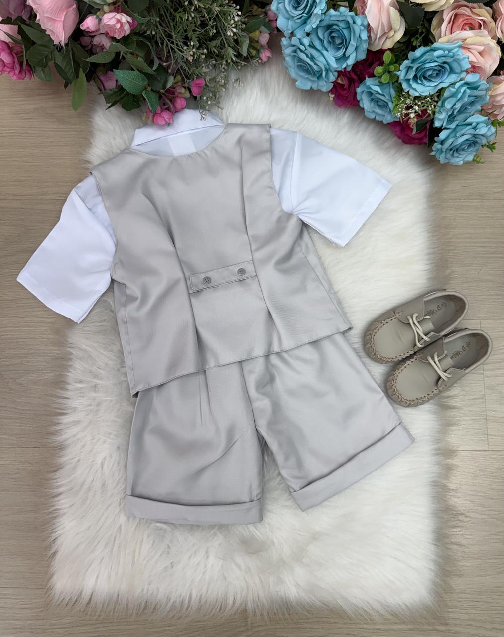 Conjunto Social Miss Cherry Leandro Colete Cinza Claro (CONNSCALMSCHRRLANCLTCZCL)