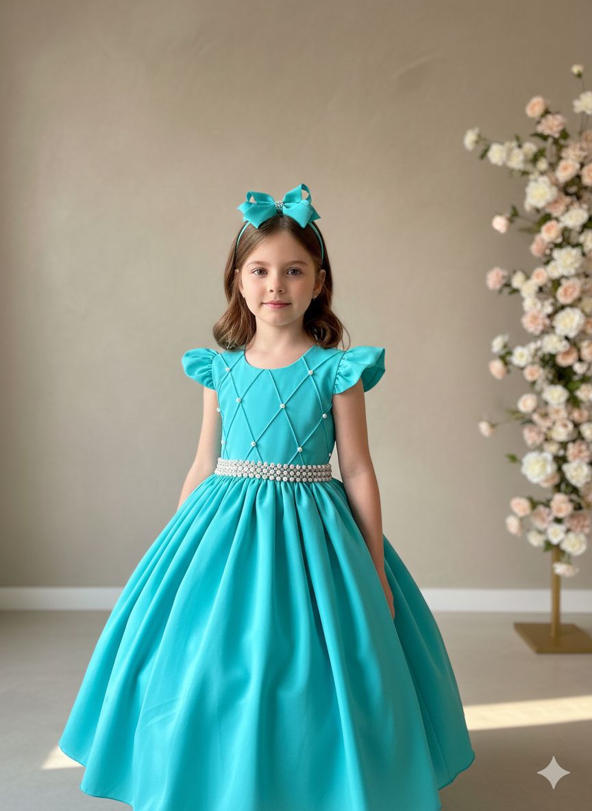 Vestido Ysa Kids Ariane Longo Verde Tifanny (VESTYSKDARLVRDTFNY)