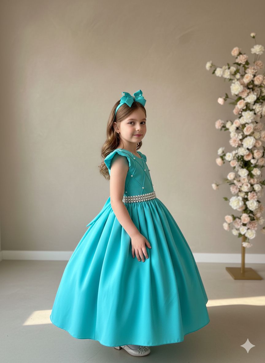 Vestido Ysa Kids Ariane Longo Verde Tifanny (VESTYSKDARLVRDTFNY)