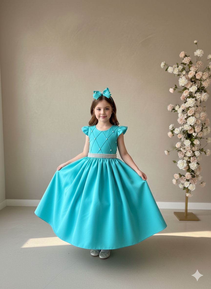 Vestido Ysa Kids Ariane Longo Verde Tifanny (VESTYSKDARLVRDTFNY)