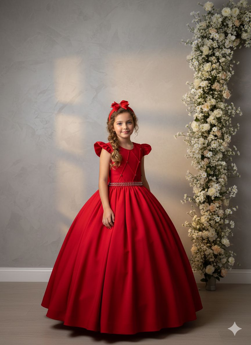 Vestido Ysa Kids Ariane Longo Vermelho (VESTYSKDSARNLGNVERM)