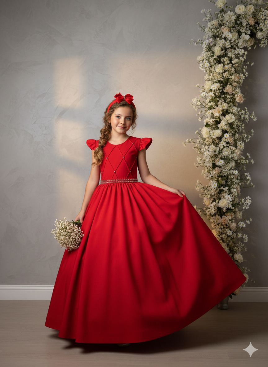 Vestido Ysa Kids Ariane Longo Vermelho (VESTYSKDSARNLGNVERM)
