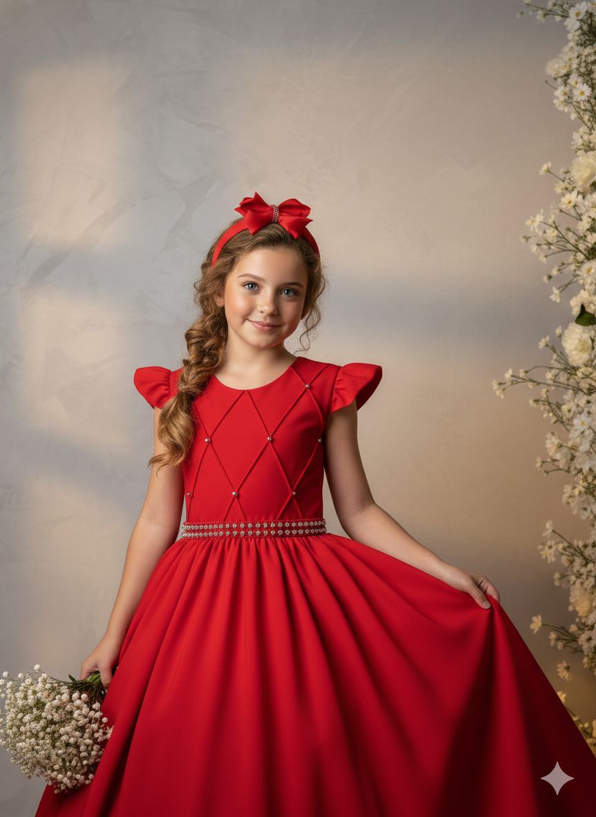 Vestido Ysa Kids Ariane Longo Vermelho (VESTYSKDSARNLGNVERM)
