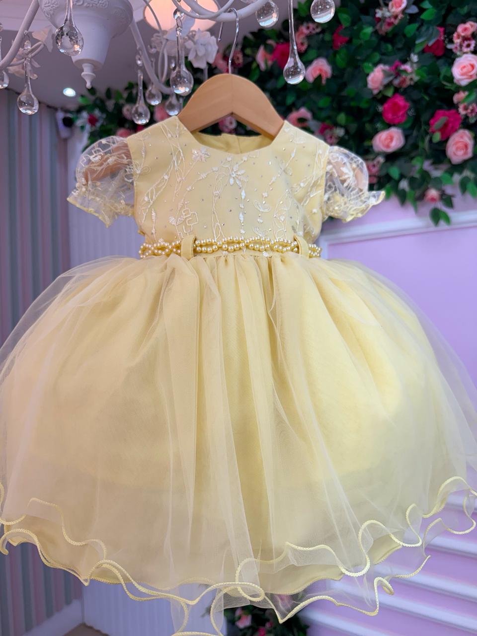 Vestido Menina Bonita Bebe Ana Sofia Amarelo (VESTMNBBANSAM)