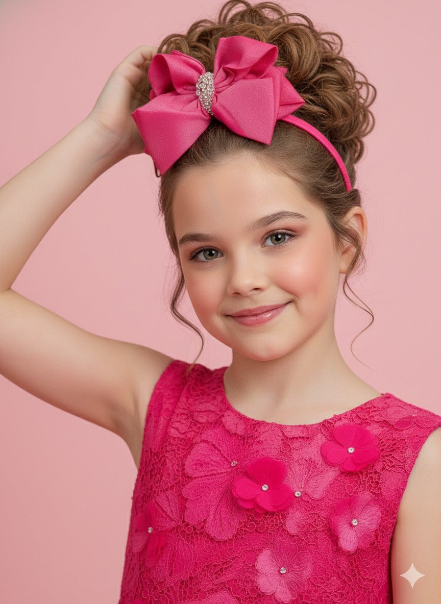 Vestido Infantil Jardim Encantado Flores Rosa Pink