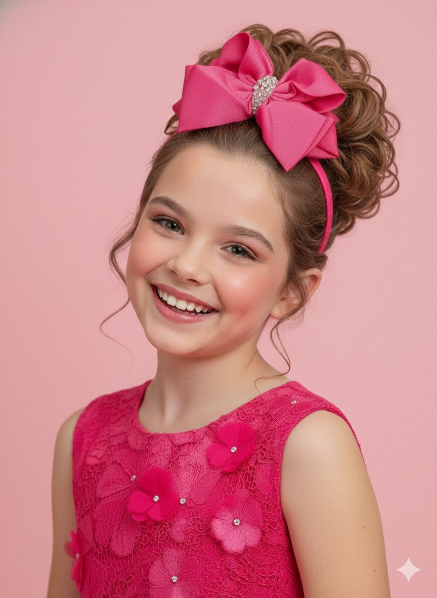 Vestido Infantil Jardim Encantado Flores Rosa Pink