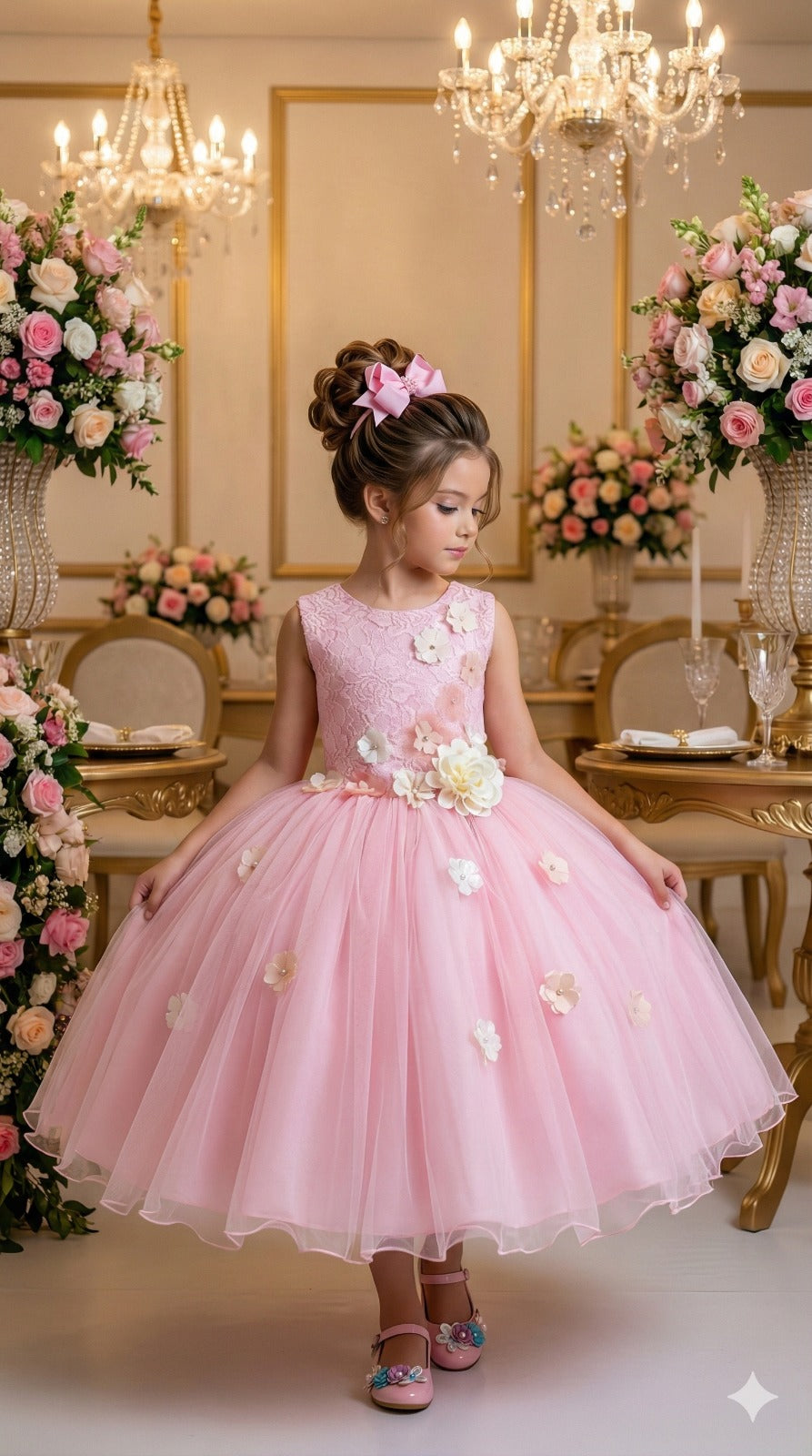 Vestido Juvenil Vila Lele Regata Flores Rosa