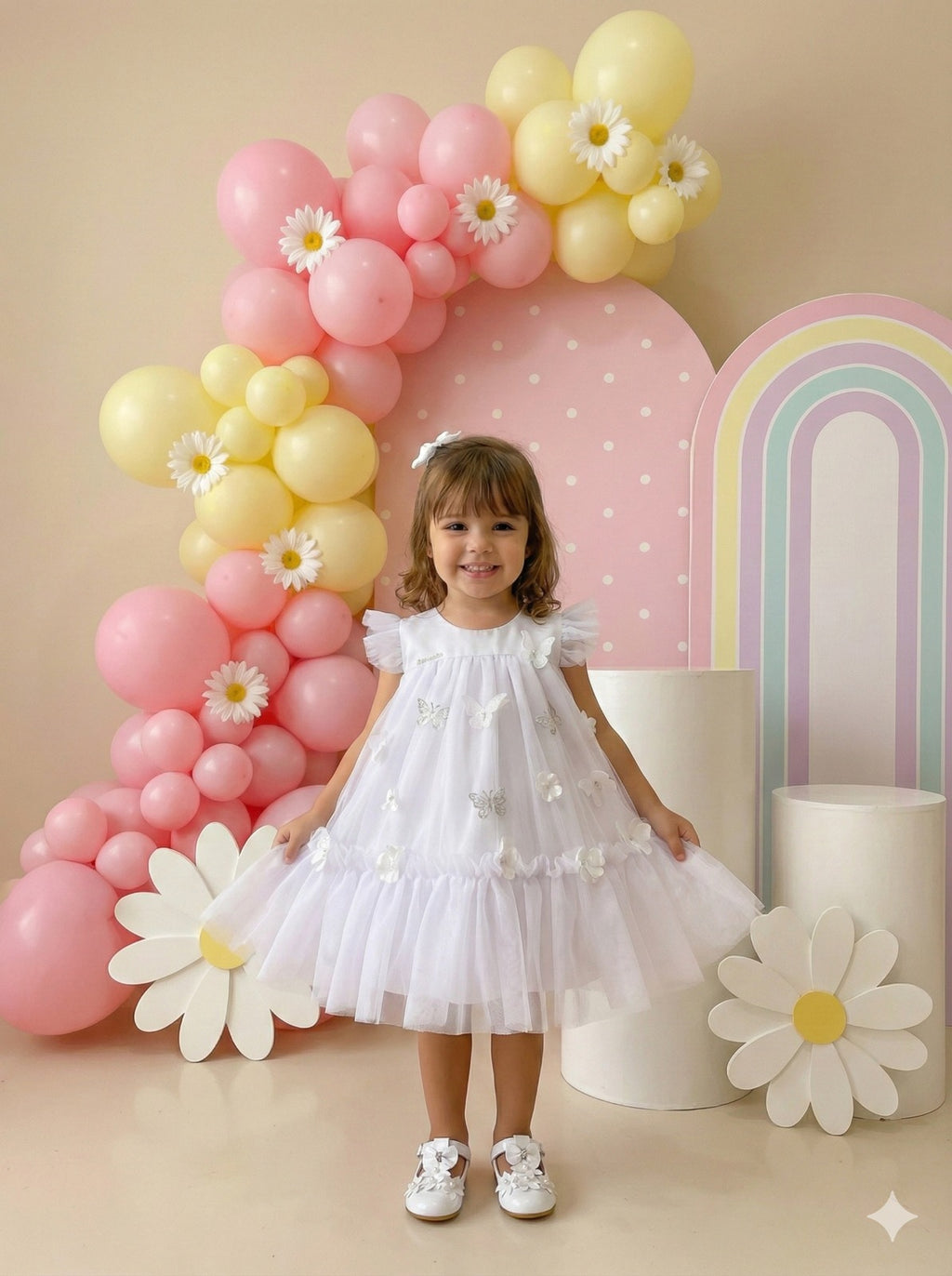 Vestido Vila Lele Jardim das Borboletas Baby Liz Branco (VESTLIZIZAZLBRAC)