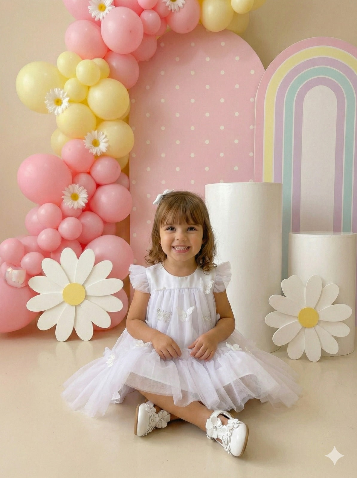 Vestido Vila Lele Jardim das Borboletas Baby Liz Branco (VESTLIZIZAZLBRAC)