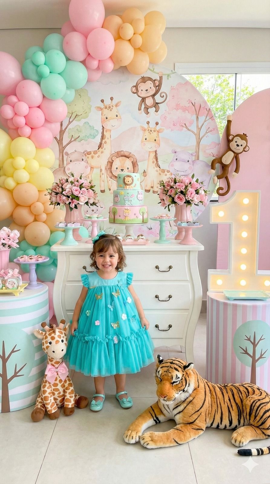 Vestido Vila Lele Jardim das Borboletas Liz Verde Tiffany