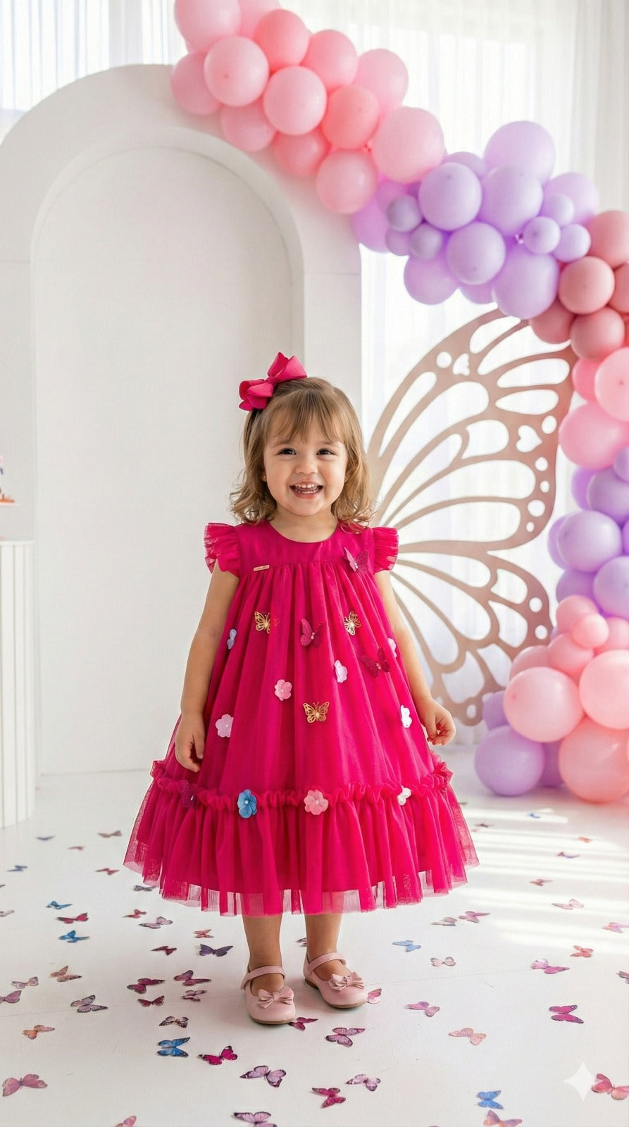 Vestido Vila Lele Jardim das BorboletasLiz Pink