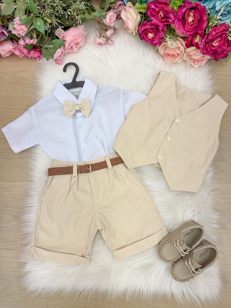 Conjunto Social Miss Cherry Leandro Colete Palha - Bege (CUNJSCLMSCRLANCLTPLA)