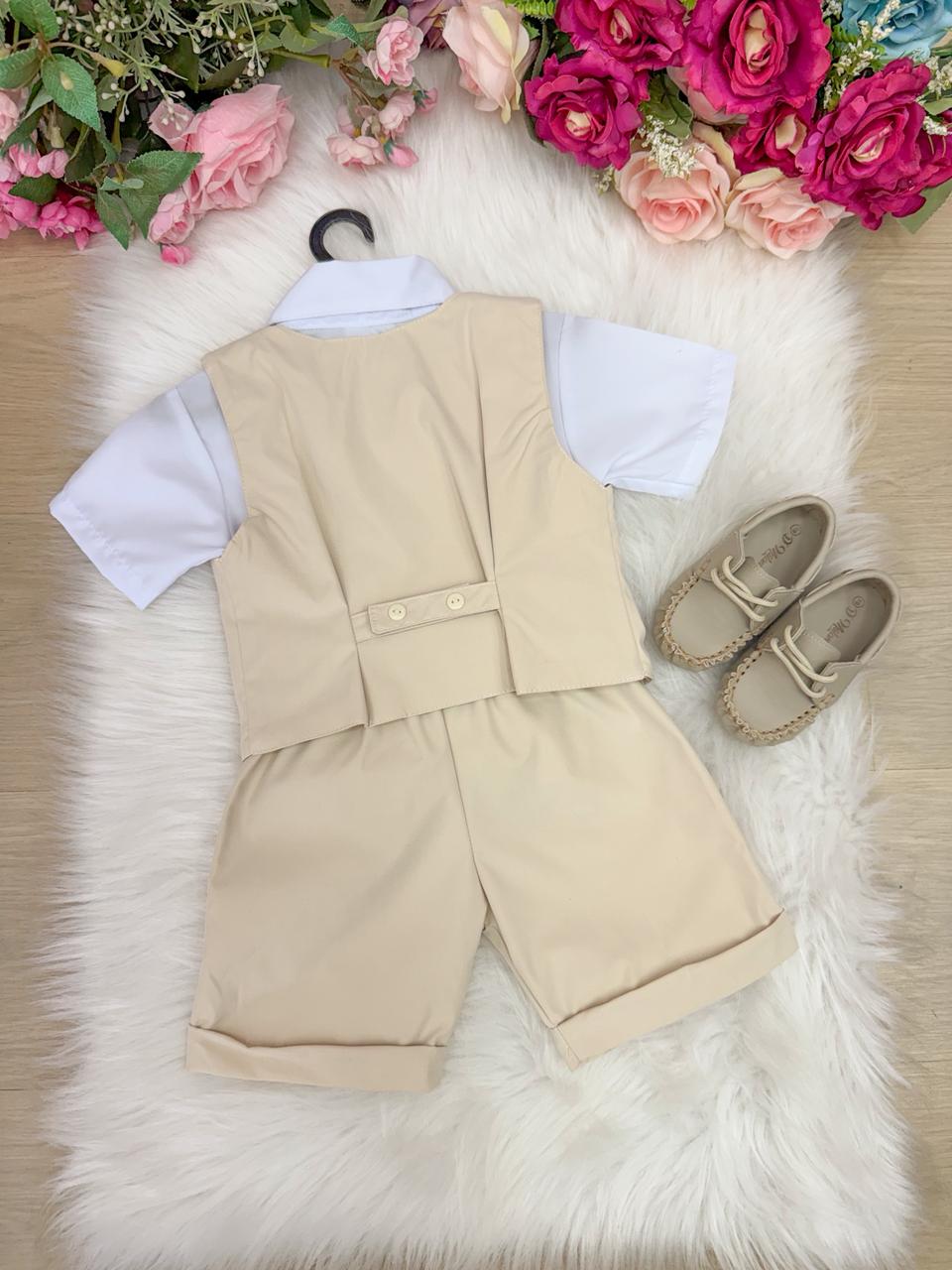 Conjunto Social Miss Cherry Leandro Colete Palha - Bege (CUNJSCLMSCRLANCLTPLA)