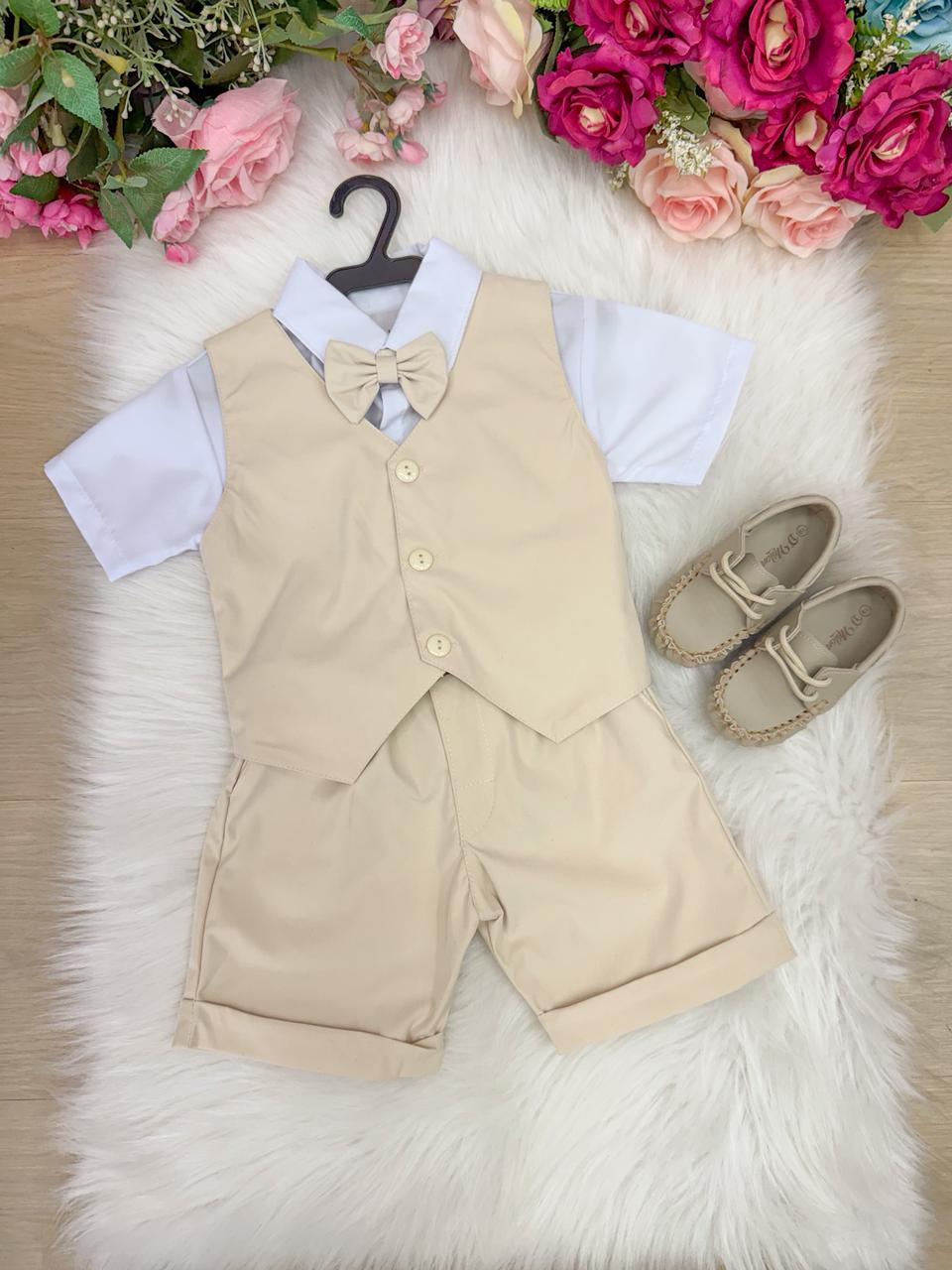 Conjunto Social Miss Cherry Leandro Colete Palha - Bege (CUNJSCLMSCRLANCLTPLA)
